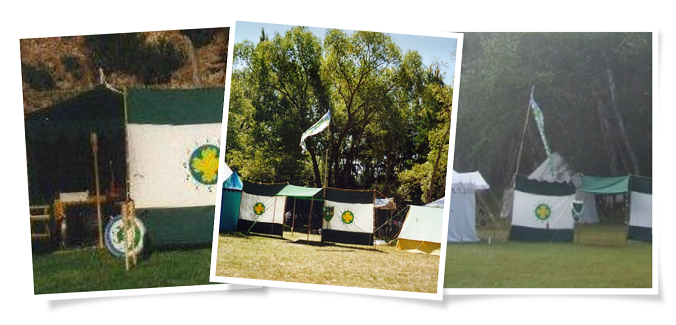 Three images of Hous Amberherthe taken at camping events over 20 years